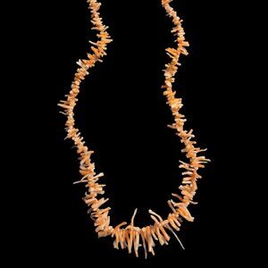 VTG Faux Coral Branch Necklace Orange Pink Resin Dense Strand Screw Barrel Clasp